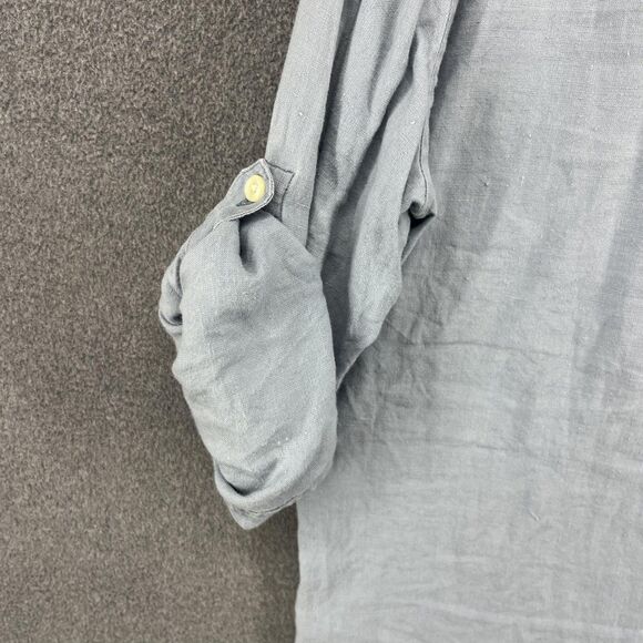 J Crew Shirt Mens Large Linen Button Down Utility Roll Sleeve Casual Workwear - Picture 16 of 16